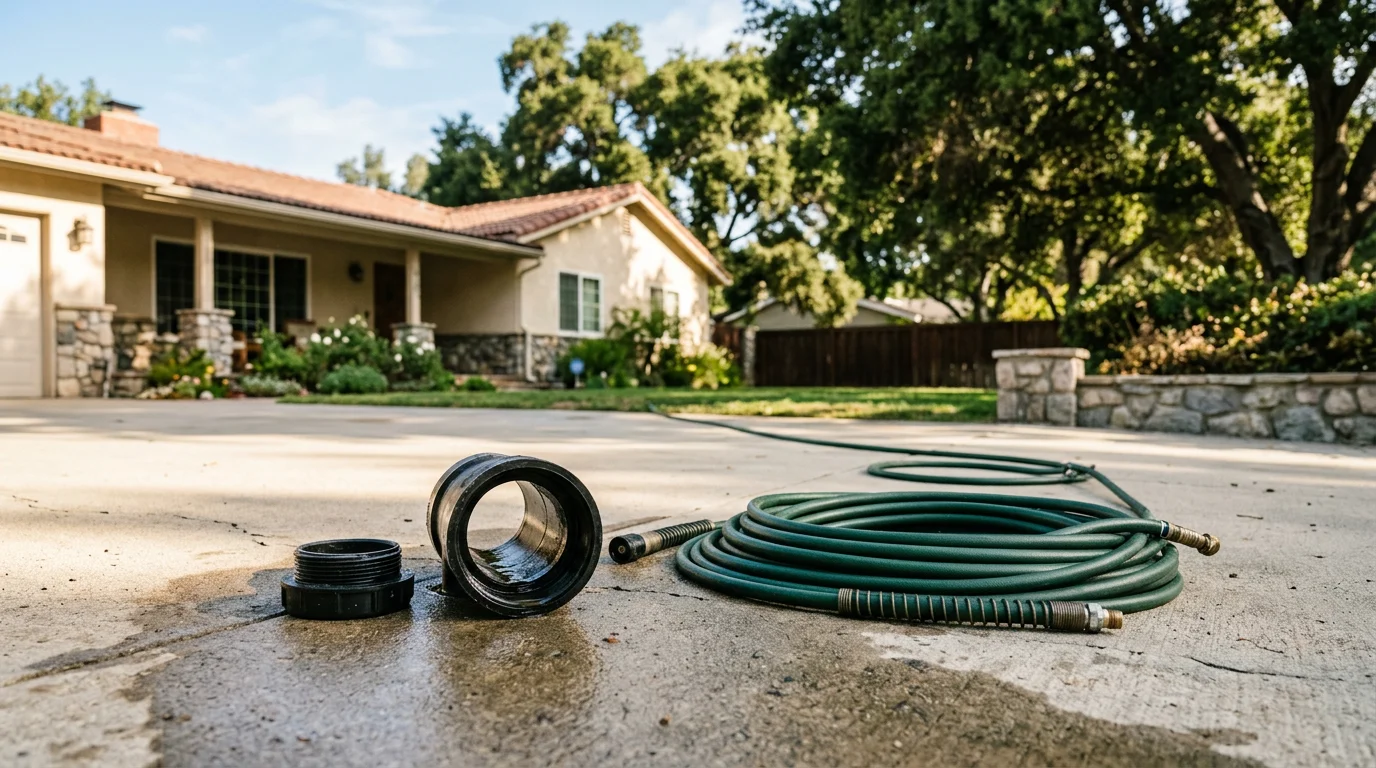 Hydro jetting equipment clearing a residential drain line